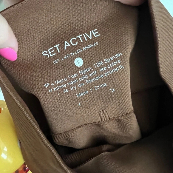 SET ACTIVE seamless ribbed leggings sportbody nude caramel dugout high rise tan - Picture 3 of 8